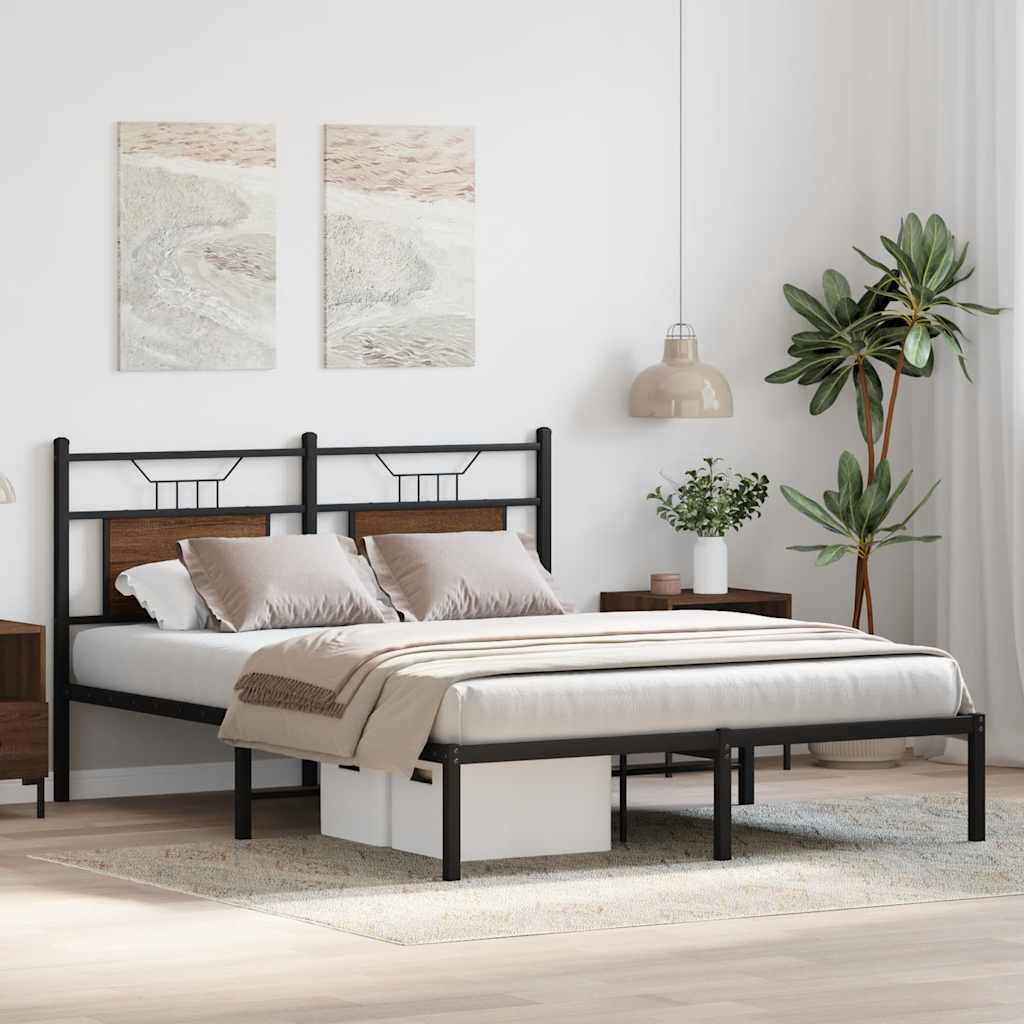 Bedframe zonder matras bewerkt hout bruin eikenkleur 150x200 cm is nu te koop bij PeponiXL, paradijselijk wonen!