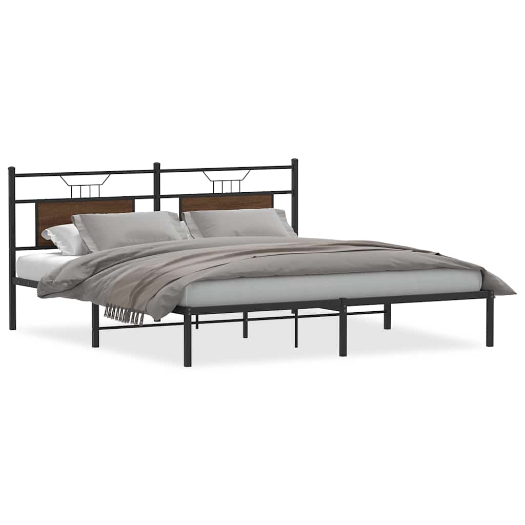 Bedframe zonder matras bewerkt hout bruin eikenkleur 183x203 cm is nu te koop bij PeponiXL, paradijselijk wonen!