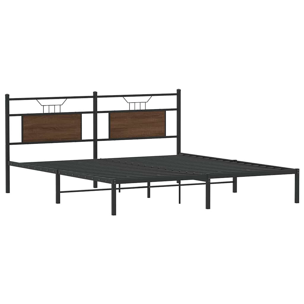Bedframe zonder matras bewerkt hout bruin eikenkleur 183x203 cm is nu te koop bij PeponiXL, paradijselijk wonen!