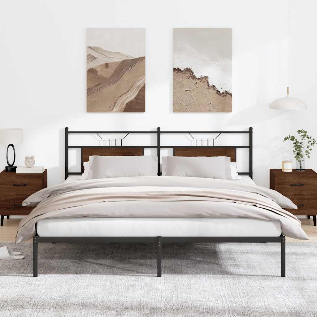 Bedframe zonder matras bewerkt hout bruin eikenkleur 183x203 cm is nu te koop bij PeponiXL, paradijselijk wonen!