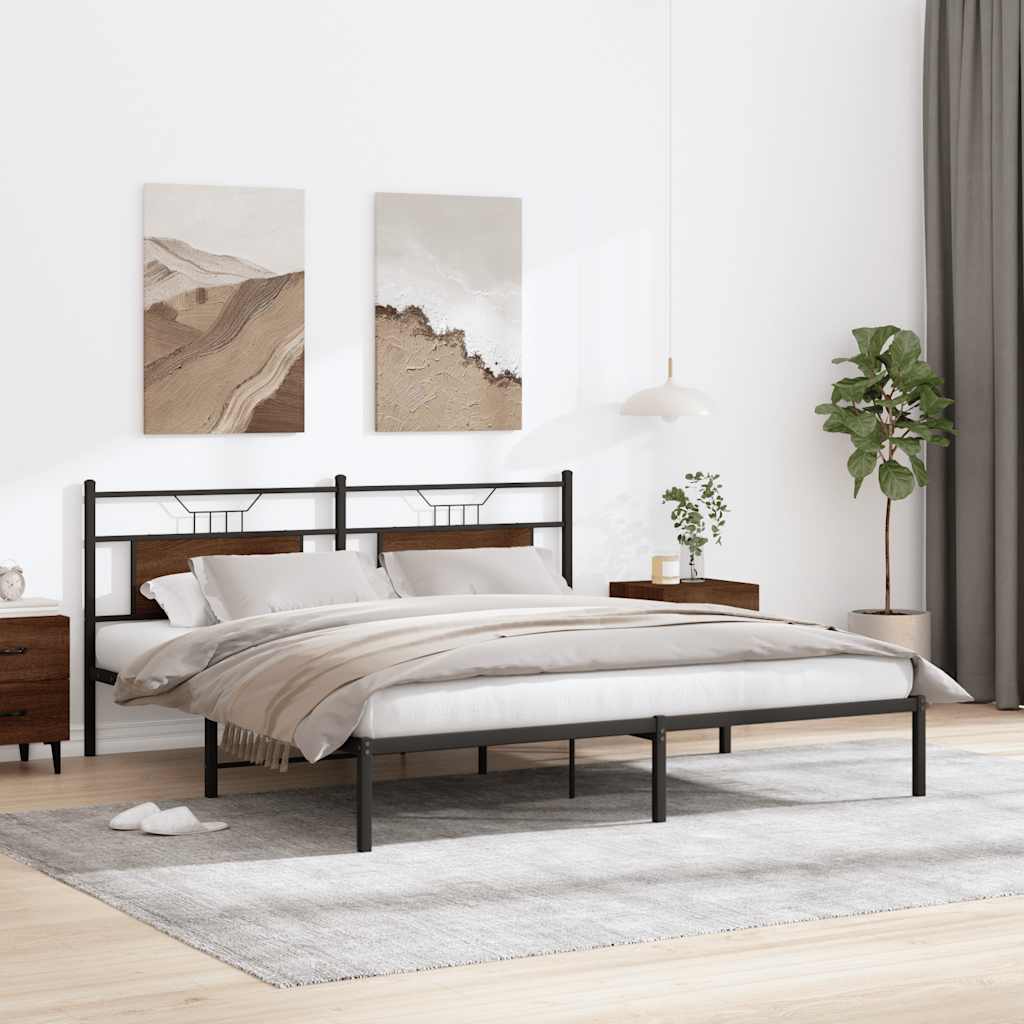 Bedframe zonder matras bewerkt hout bruin eikenkleur 183x203 cm is nu te koop bij PeponiXL, paradijselijk wonen!