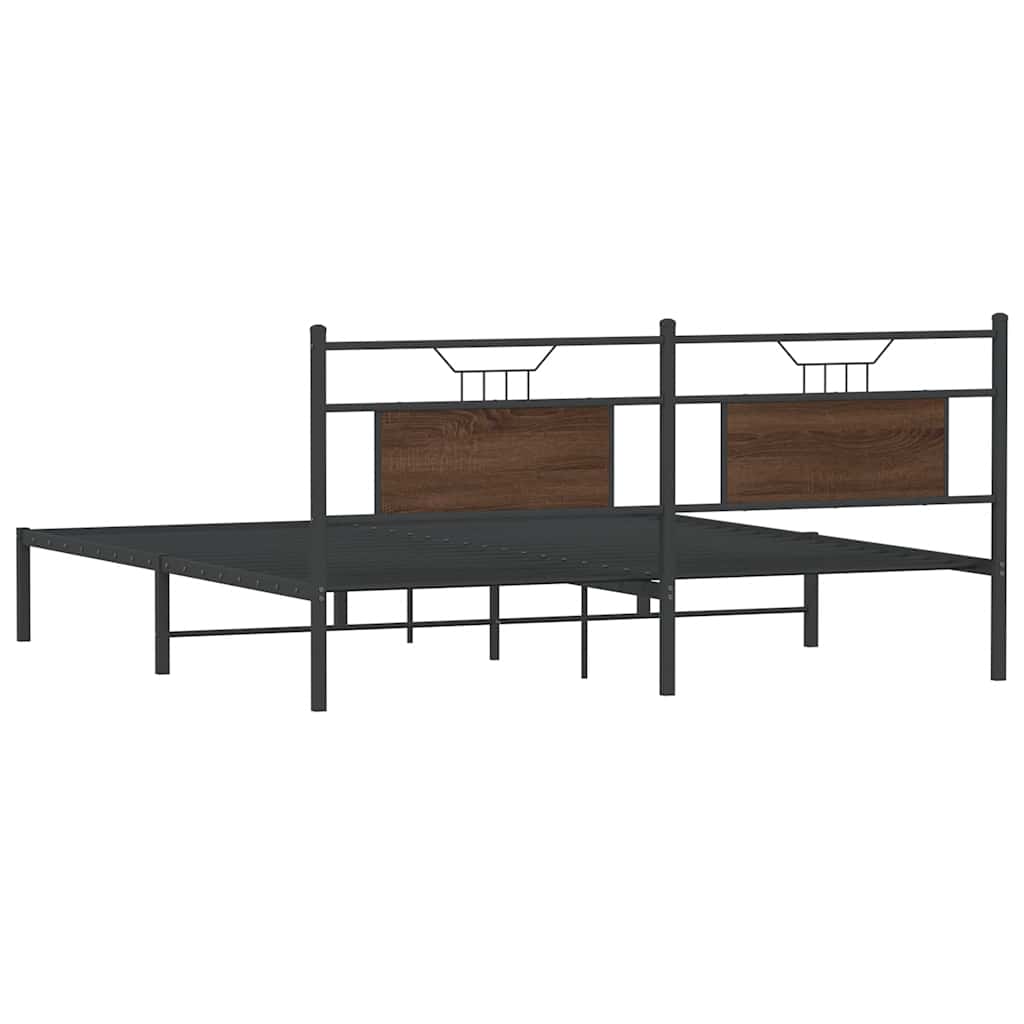 Bedframe zonder matras bewerkt hout bruin eikenkleur 183x203 cm is nu te koop bij PeponiXL, paradijselijk wonen!