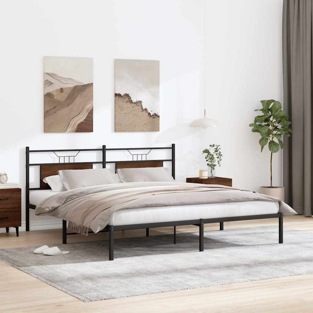 Bedframe zonder matras 183x213 cm spaanplaat bruin eikenkleurig is nu te koop bij PeponiXL, paradijselijk wonen!