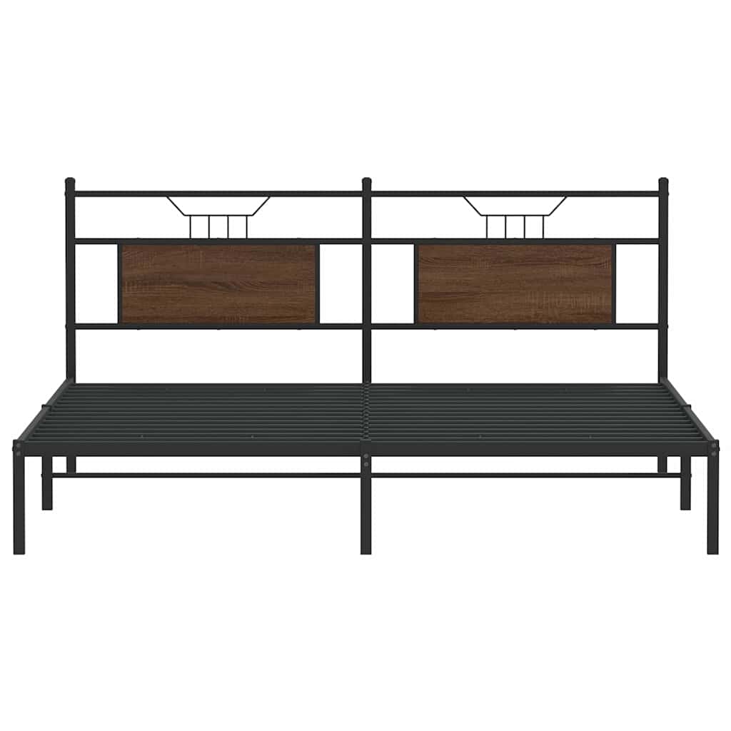 Bedframe zonder matras 183x213 cm spaanplaat bruin eikenkleurig is nu te koop bij PeponiXL, paradijselijk wonen!