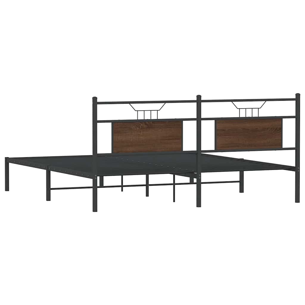 Bedframe zonder matras 183x213 cm spaanplaat bruin eikenkleurig is nu te koop bij PeponiXL, paradijselijk wonen!