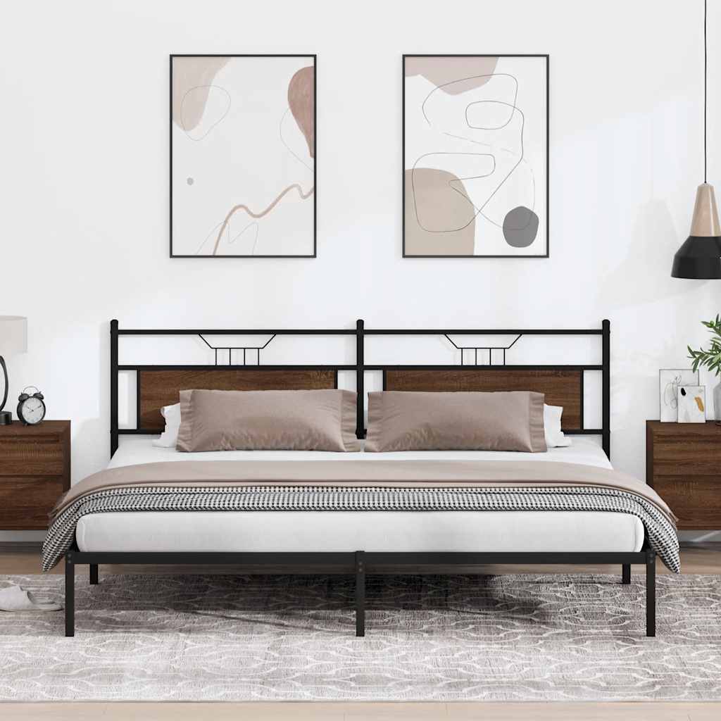 Bedframe zonder matras 193x201 cm spaanplaat bruin eikenkleurig is nu te koop bij PeponiXL, paradijselijk wonen!