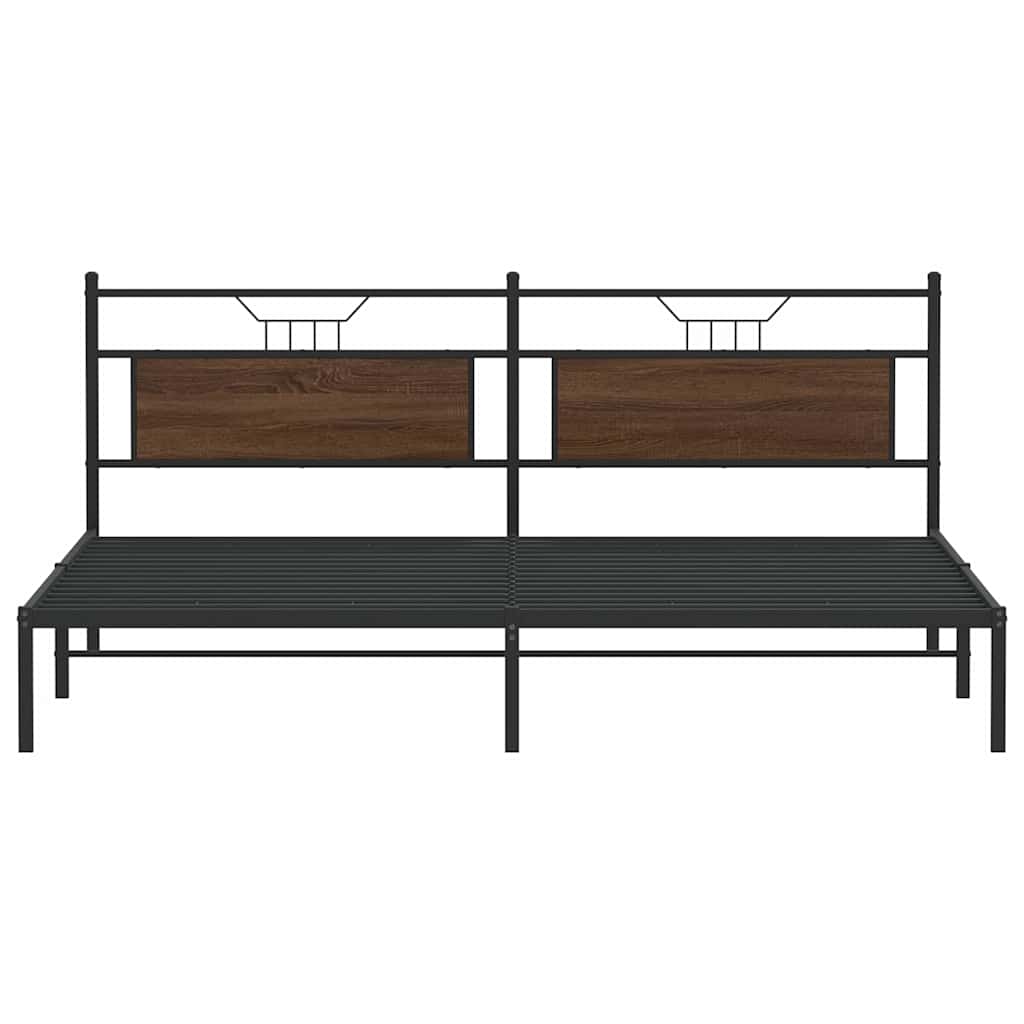 Bedframe zonder matras 193x201 cm spaanplaat bruin eikenkleurig is nu te koop bij PeponiXL, paradijselijk wonen!