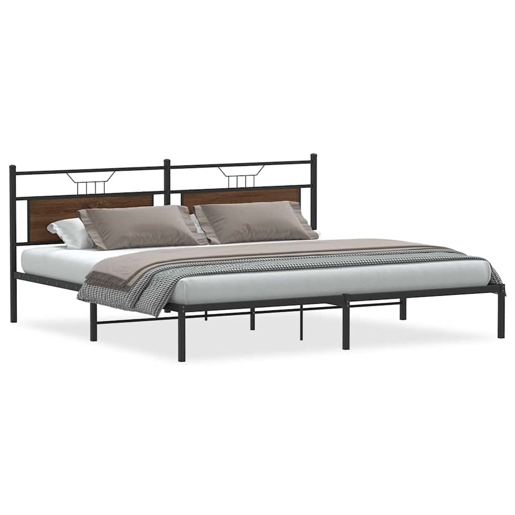 Bedframe zonder matras 200x200 cm spaanplaat bruin eikenkleurig is nu te koop bij PeponiXL, paradijselijk wonen!