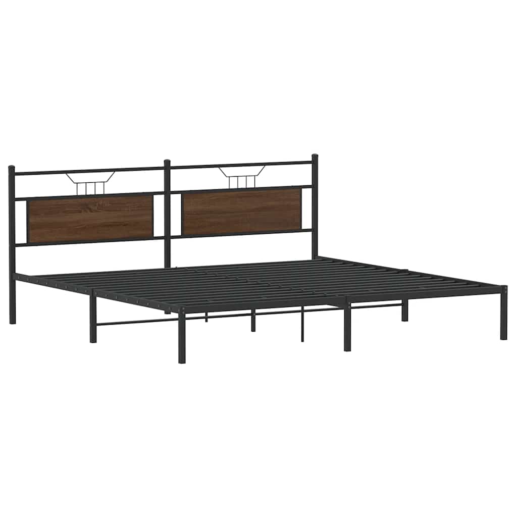 Bedframe zonder matras 200x200 cm spaanplaat bruin eikenkleurig is nu te koop bij PeponiXL, paradijselijk wonen!