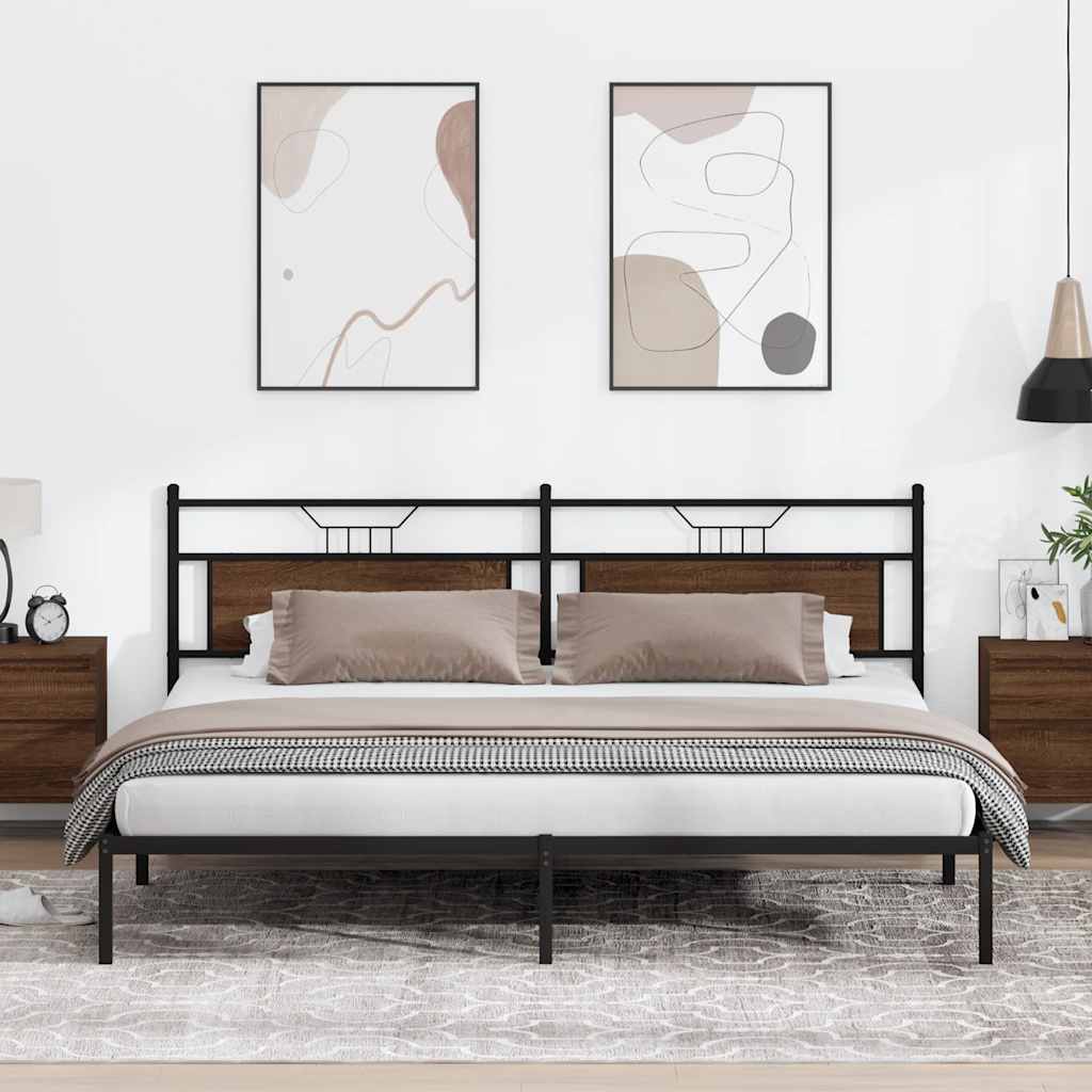Bedframe zonder matras 200x200 cm spaanplaat bruin eikenkleurig is nu te koop bij PeponiXL, paradijselijk wonen!