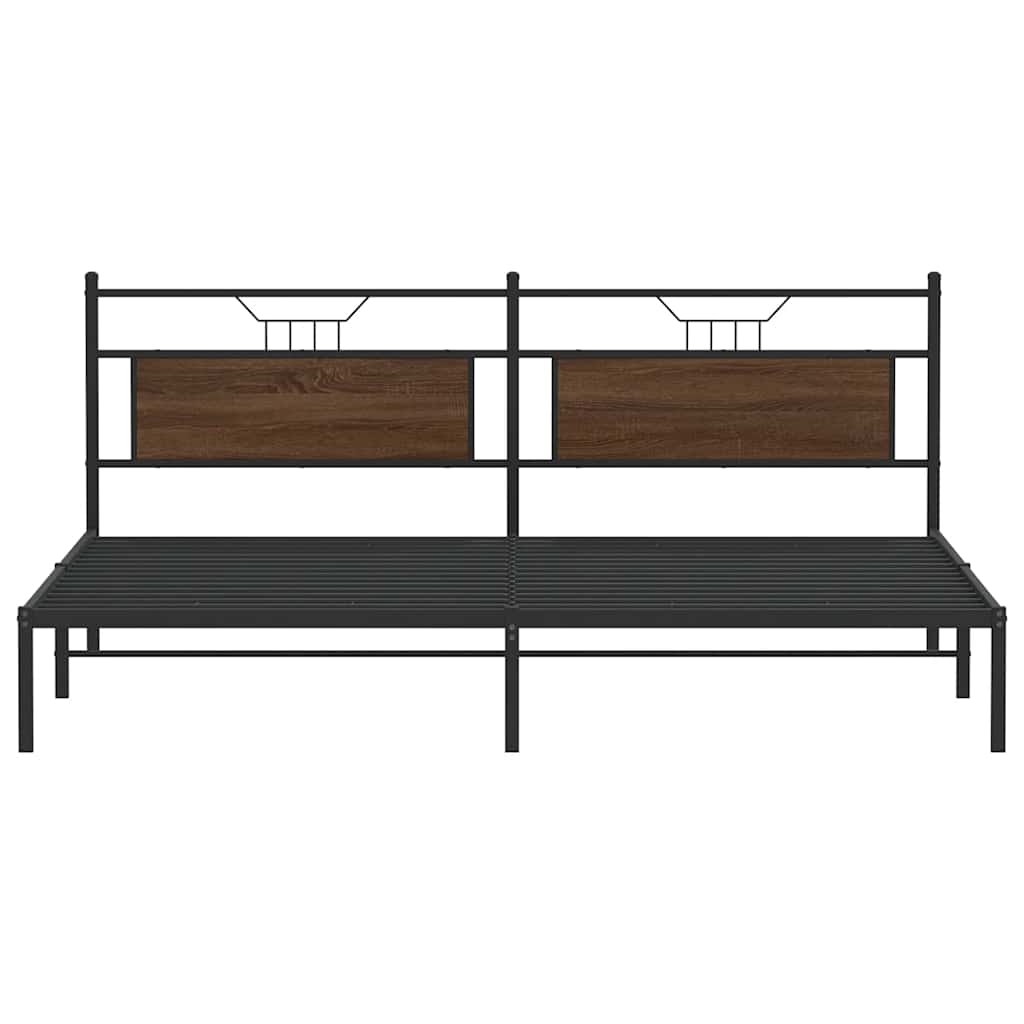 Bedframe zonder matras 200x200 cm spaanplaat bruin eikenkleurig is nu te koop bij PeponiXL, paradijselijk wonen!