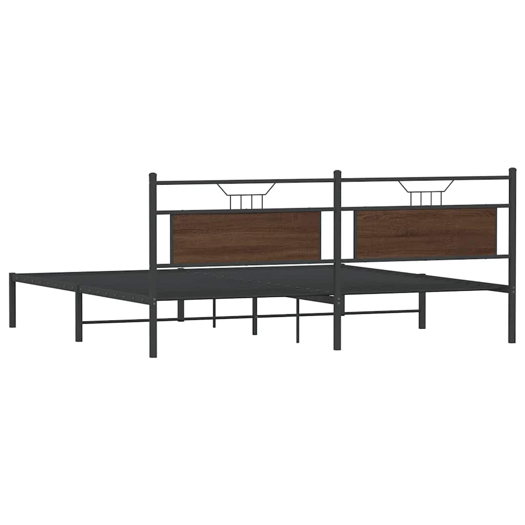 Bedframe zonder matras 200x200 cm spaanplaat bruin eikenkleurig is nu te koop bij PeponiXL, paradijselijk wonen!