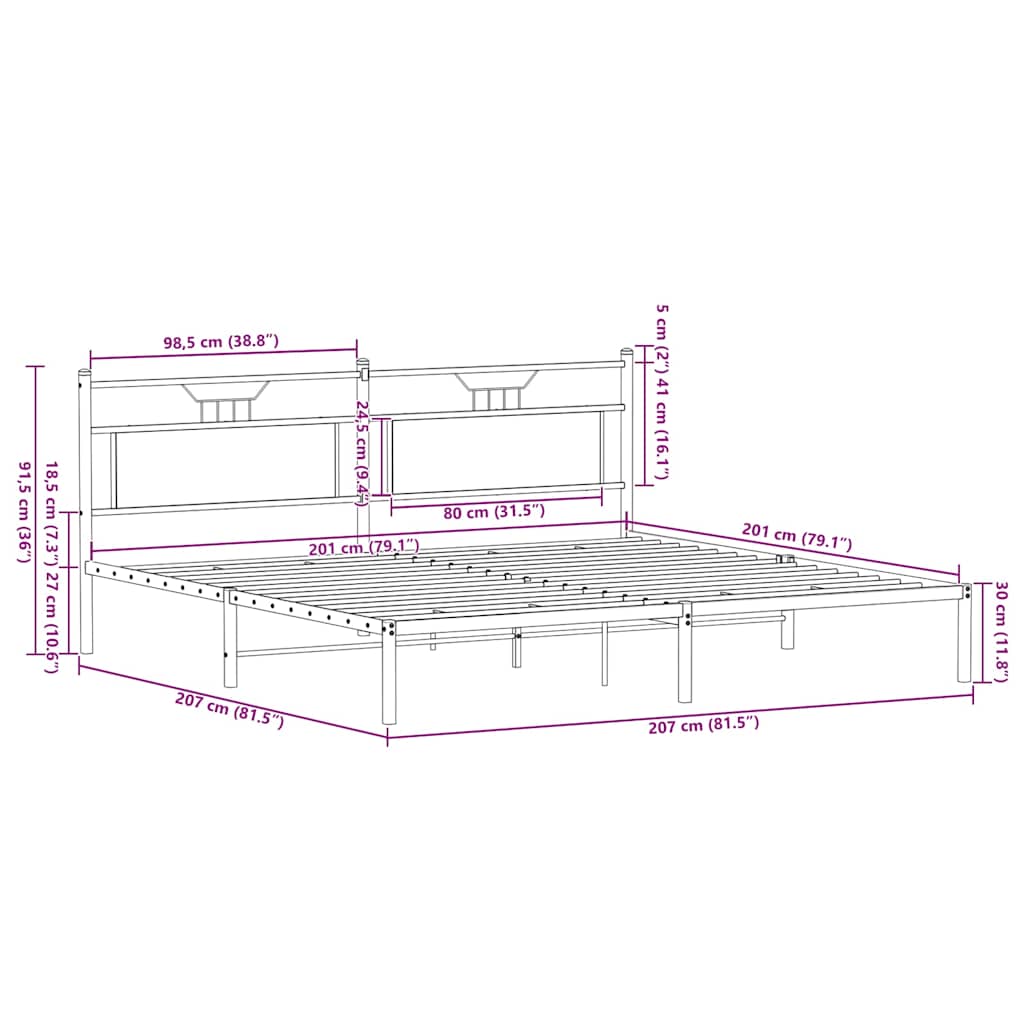 Bedframe zonder matras 200x200 cm spaanplaat bruin eikenkleurig is nu te koop bij PeponiXL, paradijselijk wonen!