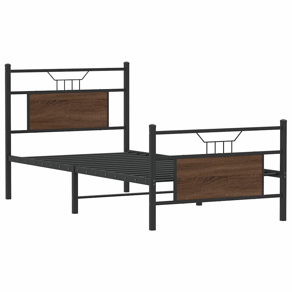 Bedframe zonder matras bewerkt hout bruin eikenkleur 75x190 cm is nu te koop bij PeponiXL, paradijselijk wonen!