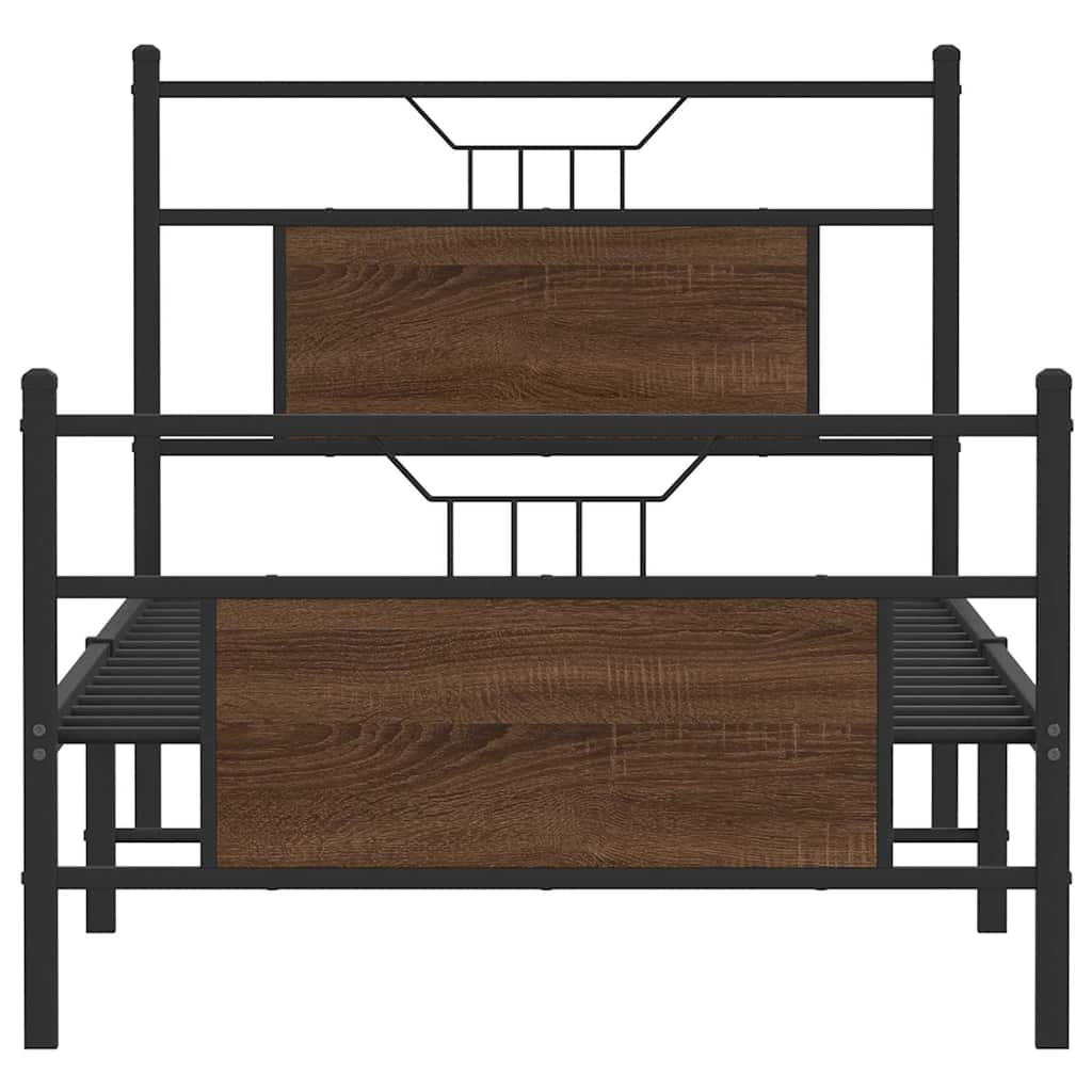 Bedframe zonder matras bewerkt hout bruin eikenkleur 75x190 cm is nu te koop bij PeponiXL, paradijselijk wonen!