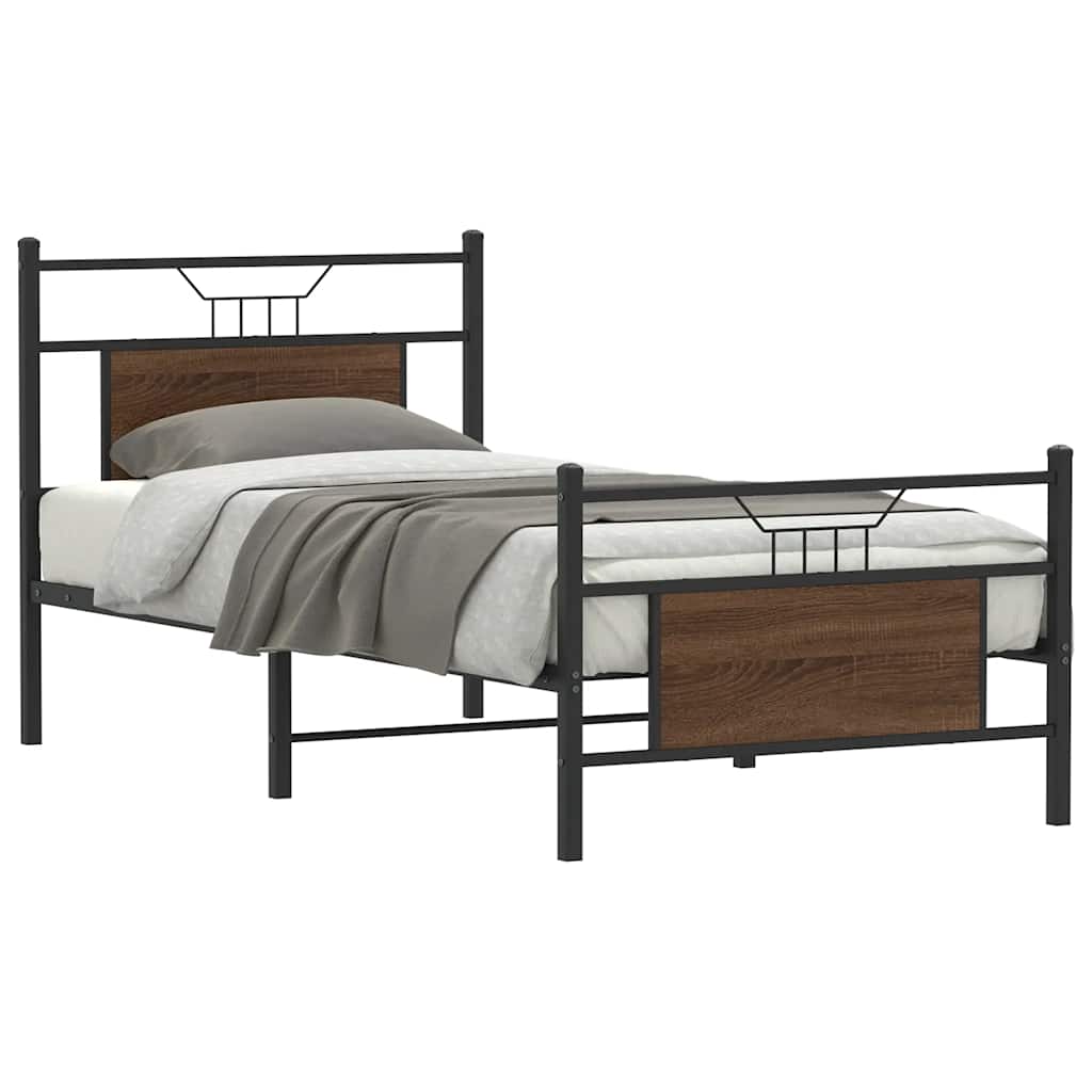 Bedframe zonder matras bewerkt hout bruin eikenkleur 75x190 cm is nu te koop bij PeponiXL, paradijselijk wonen!
