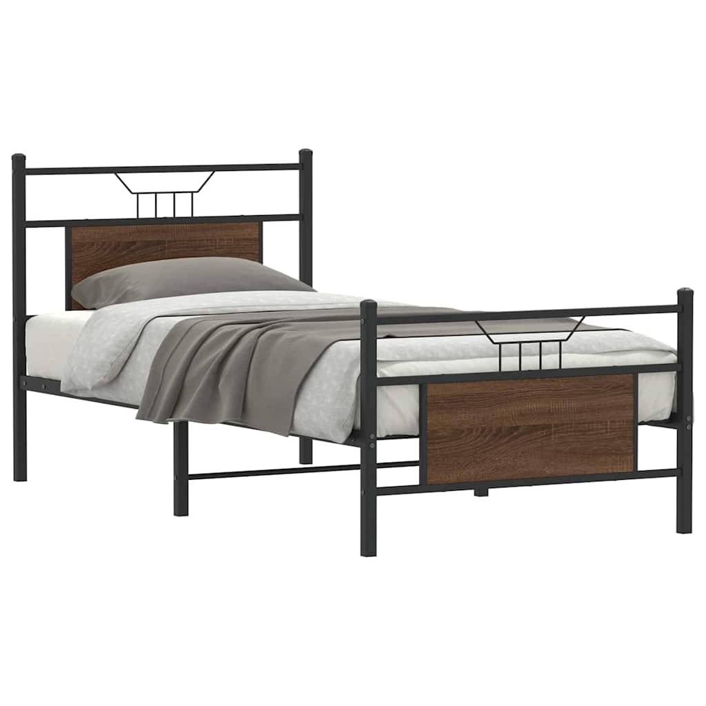 Bedframe zonder matras bewerkt hout bruin eikenkleur 80x200 cm is nu te koop bij PeponiXL, paradijselijk wonen!