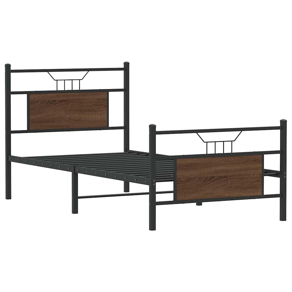 Bedframe zonder matras bewerkt hout bruin eikenkleur 90x190 cm is nu te koop bij PeponiXL, paradijselijk wonen!