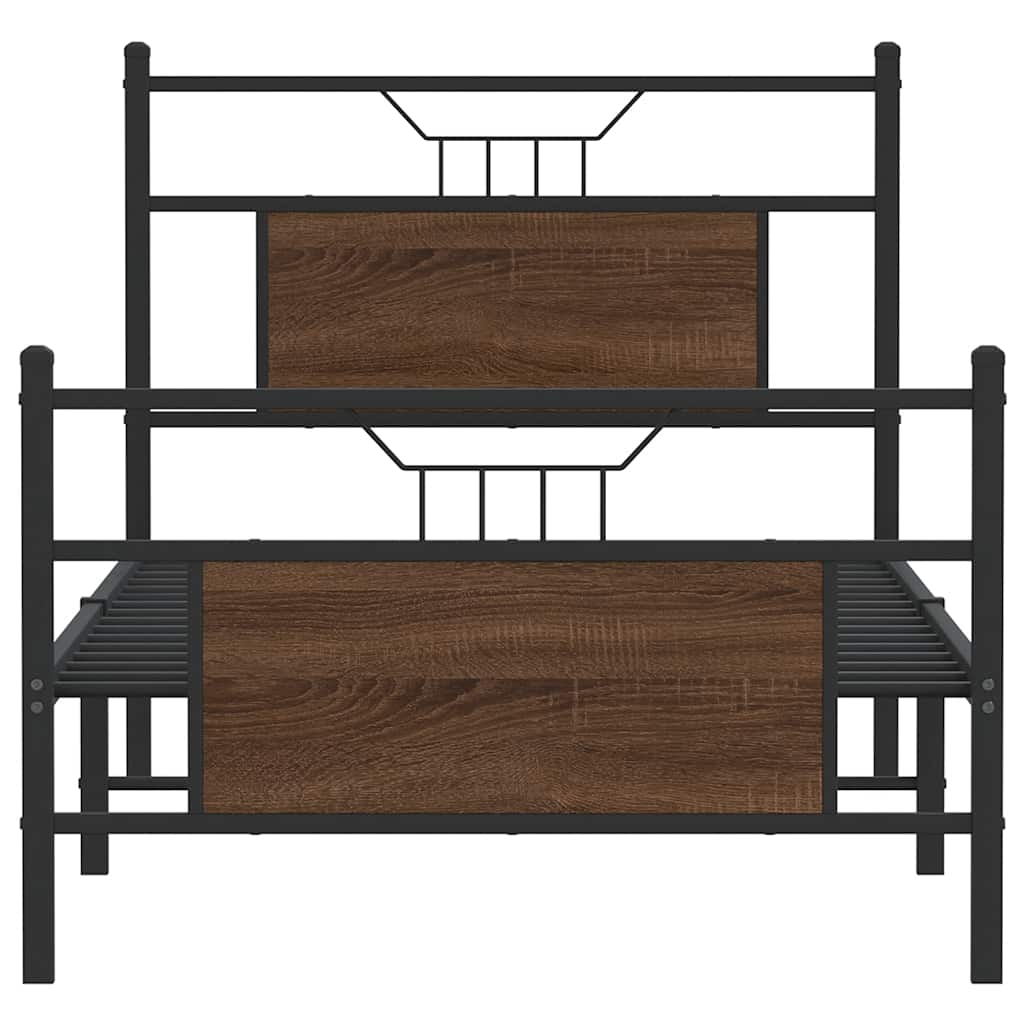 Bedframe zonder matras bewerkt hout bruin eikenkleur 90x190 cm is nu te koop bij PeponiXL, paradijselijk wonen!