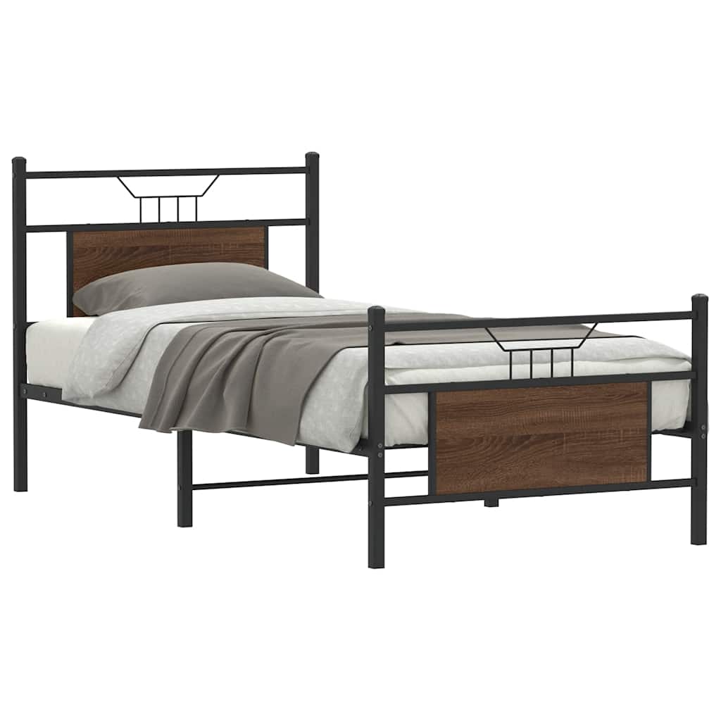 Bedframe zonder matras bewerkt hout bruin eikenkleur 90x190 cm is nu te koop bij PeponiXL, paradijselijk wonen!