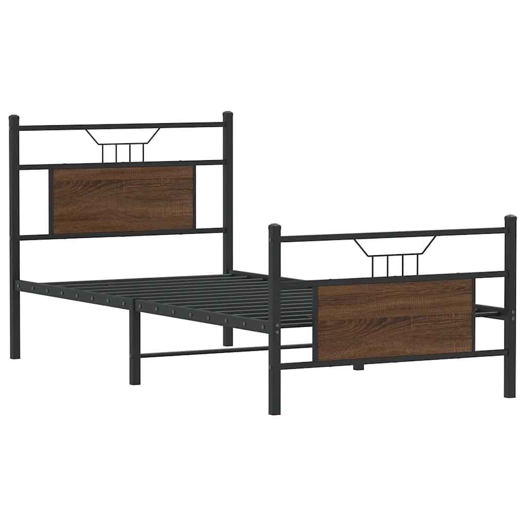 Bedframe zonder matras bewerkt hout bruin eikenkleur 90x200 cm is nu te koop bij PeponiXL, paradijselijk wonen!