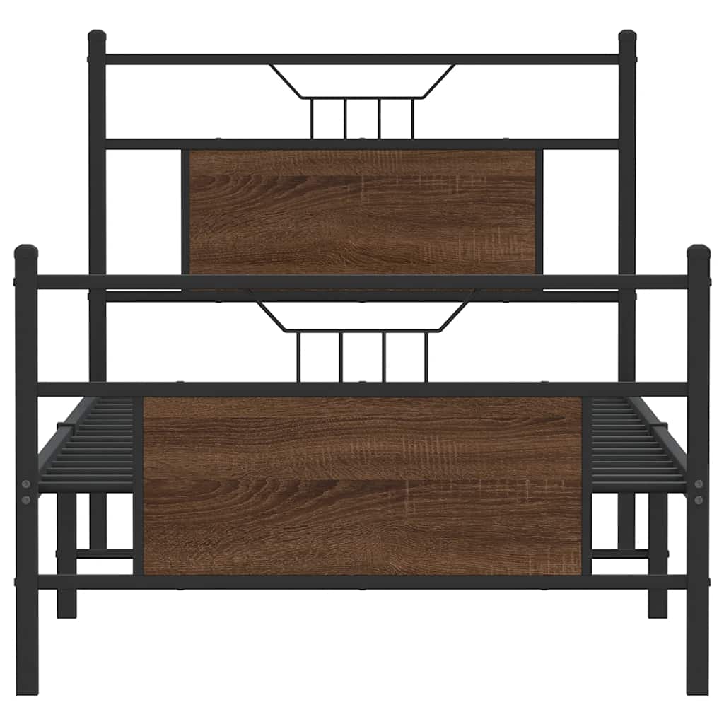 Bedframe zonder matras bewerkt hout bruin eikenkleur 90x200 cm is nu te koop bij PeponiXL, paradijselijk wonen!