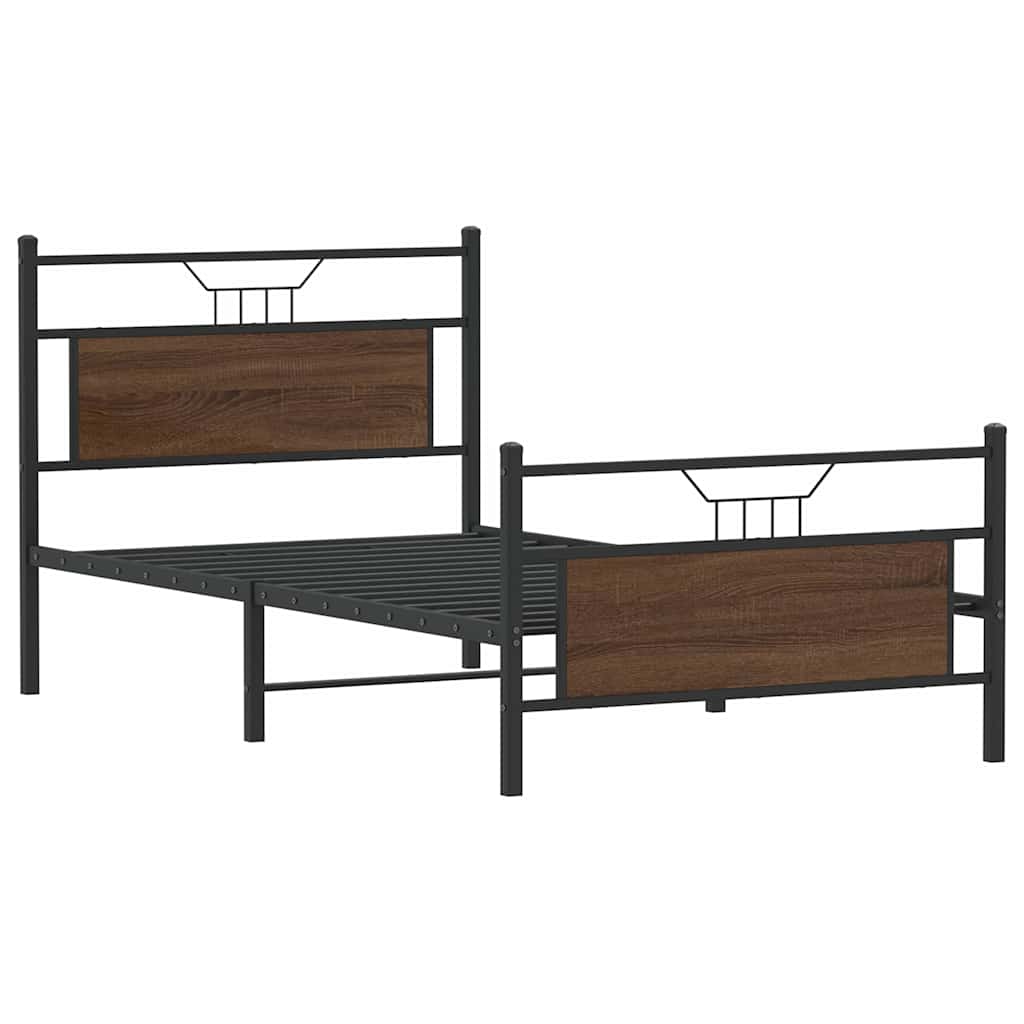 Bedframe zonder matras bewerkt hout bruin eikenkleur 100x200 cm is nu te koop bij PeponiXL, paradijselijk wonen!