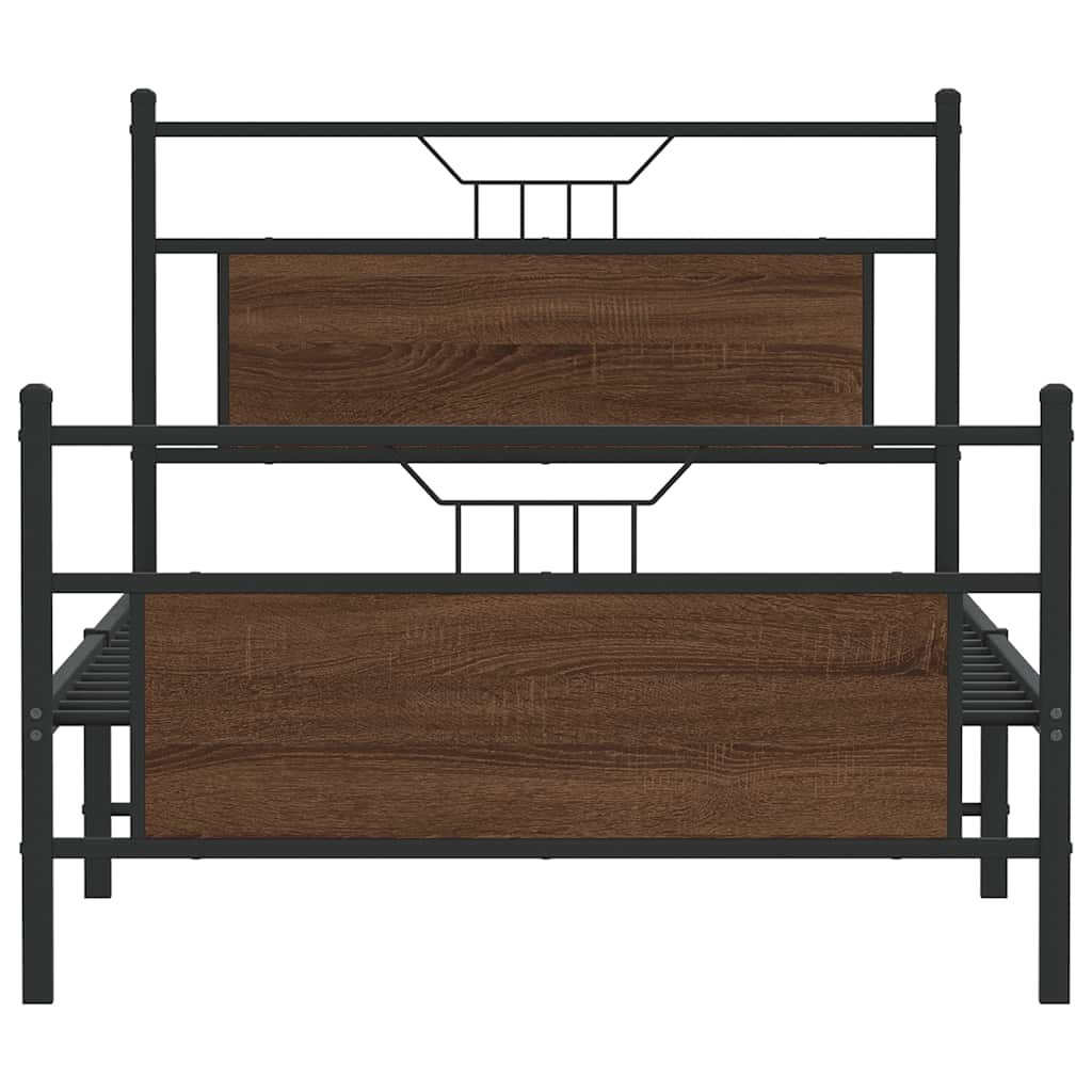 Bedframe zonder matras bewerkt hout bruin eikenkleur 100x200 cm is nu te koop bij PeponiXL, paradijselijk wonen!