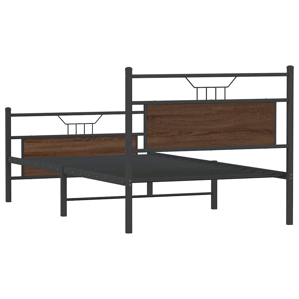 Bedframe zonder matras 107x203 cm spaanplaat bruin eikenkleurig is nu te koop bij PeponiXL, paradijselijk wonen!