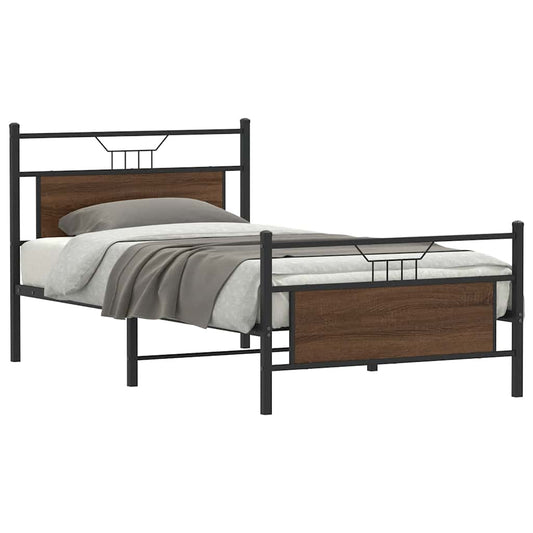Bedframe zonder matras 107x203 cm spaanplaat bruin eikenkleurig is nu te koop bij PeponiXL, paradijselijk wonen!