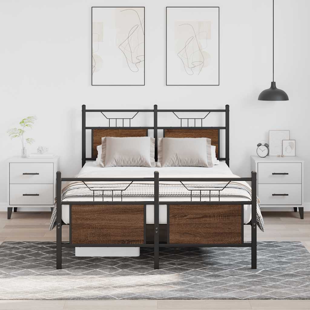 Bedframe zonder matras bewerkt hout bruin eikenkleur 120x190 cm is nu te koop bij PeponiXL, paradijselijk wonen!