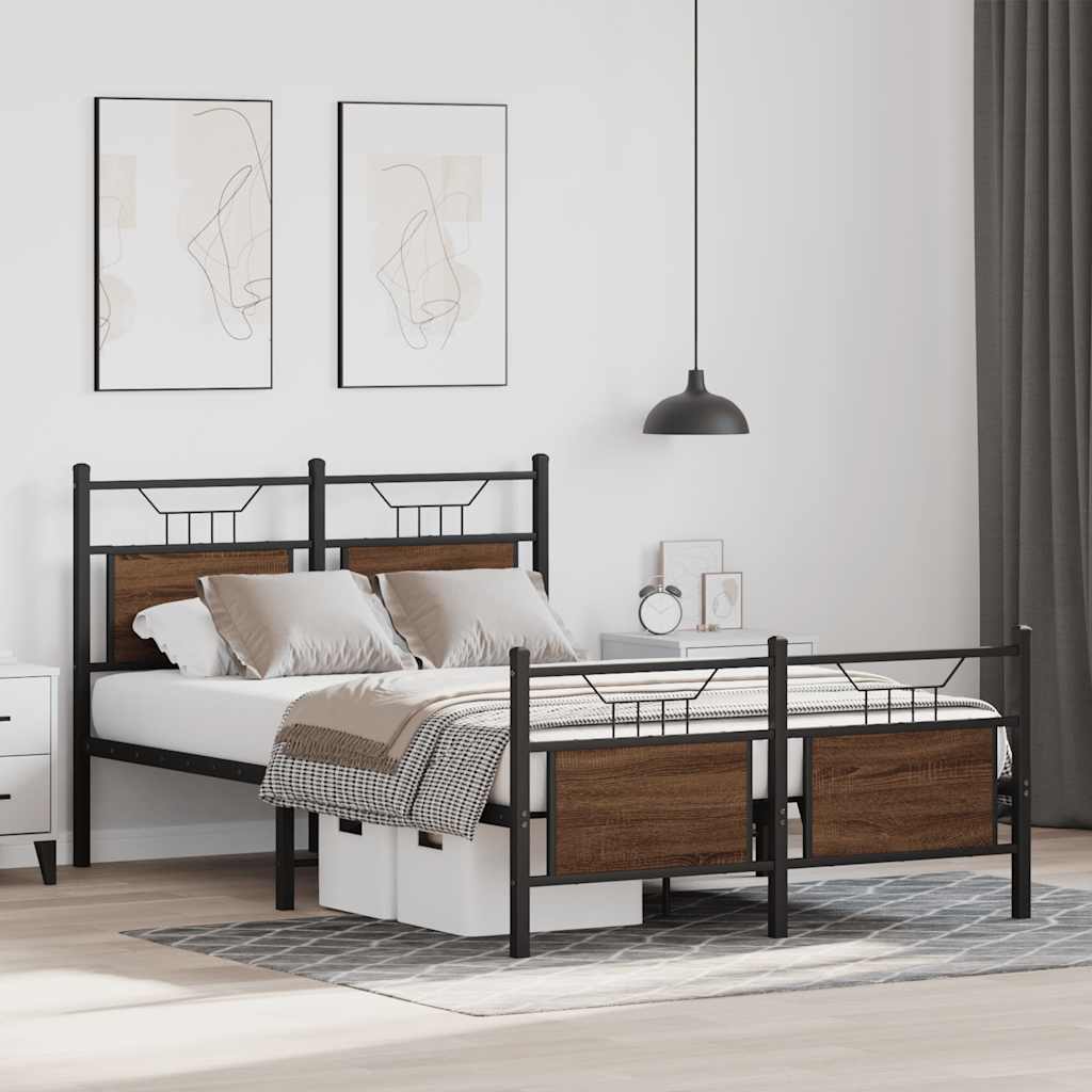 Bedframe zonder matras bewerkt hout bruin eikenkleur 120x190 cm is nu te koop bij PeponiXL, paradijselijk wonen!