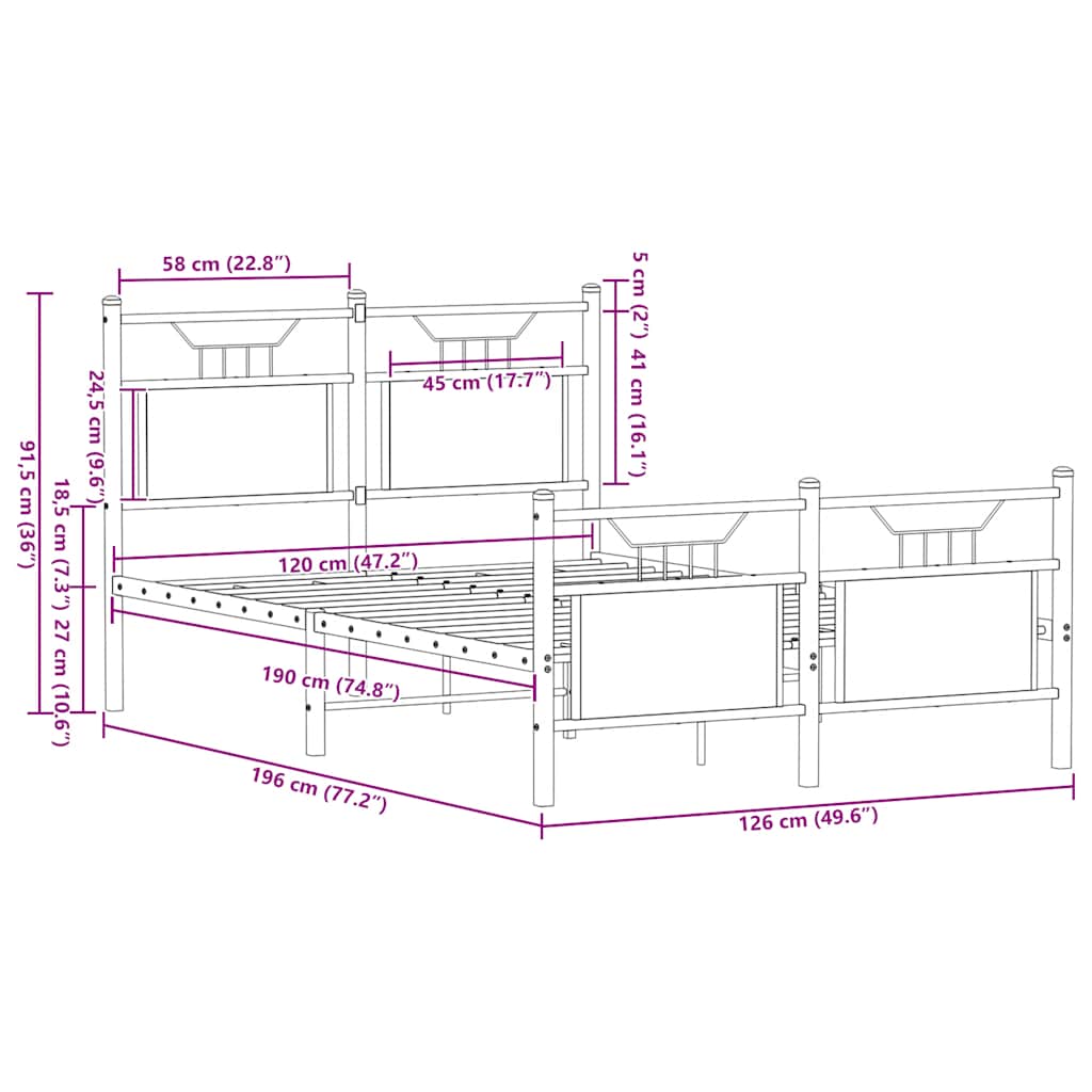 Bedframe zonder matras bewerkt hout bruin eikenkleur 120x190 cm is nu te koop bij PeponiXL, paradijselijk wonen!