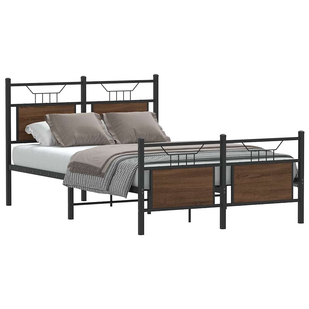 Bedframe zonder matras bewerkt hout bruin eikenkleur 120x200 cm is nu te koop bij PeponiXL, paradijselijk wonen!