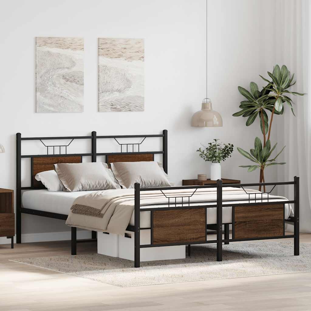 Bedframe zonder matras bewerkt hout bruin eikenkleur 137x190 cm is nu te koop bij PeponiXL, paradijselijk wonen!
