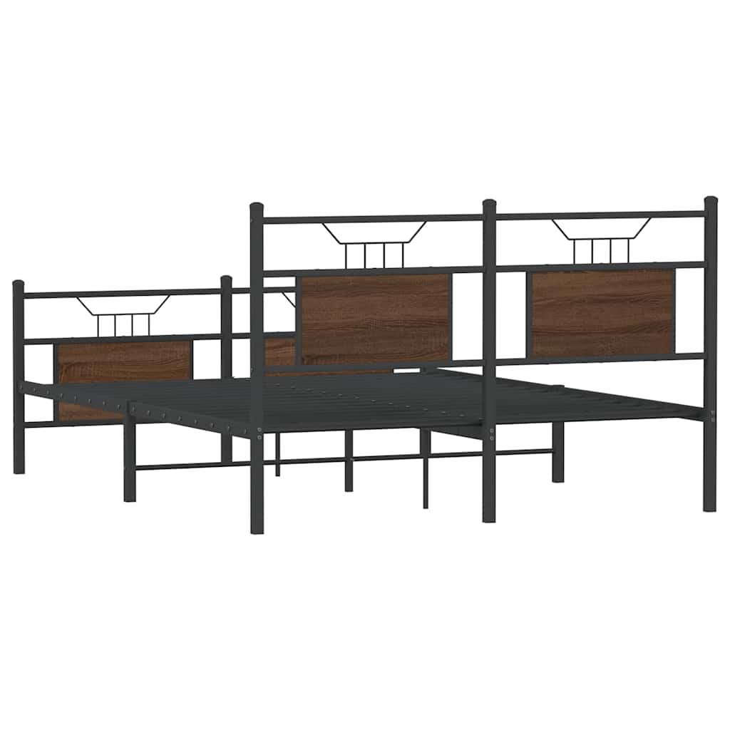 Bedframe zonder matras bewerkt hout bruin eikenkleur 137x190 cm is nu te koop bij PeponiXL, paradijselijk wonen!