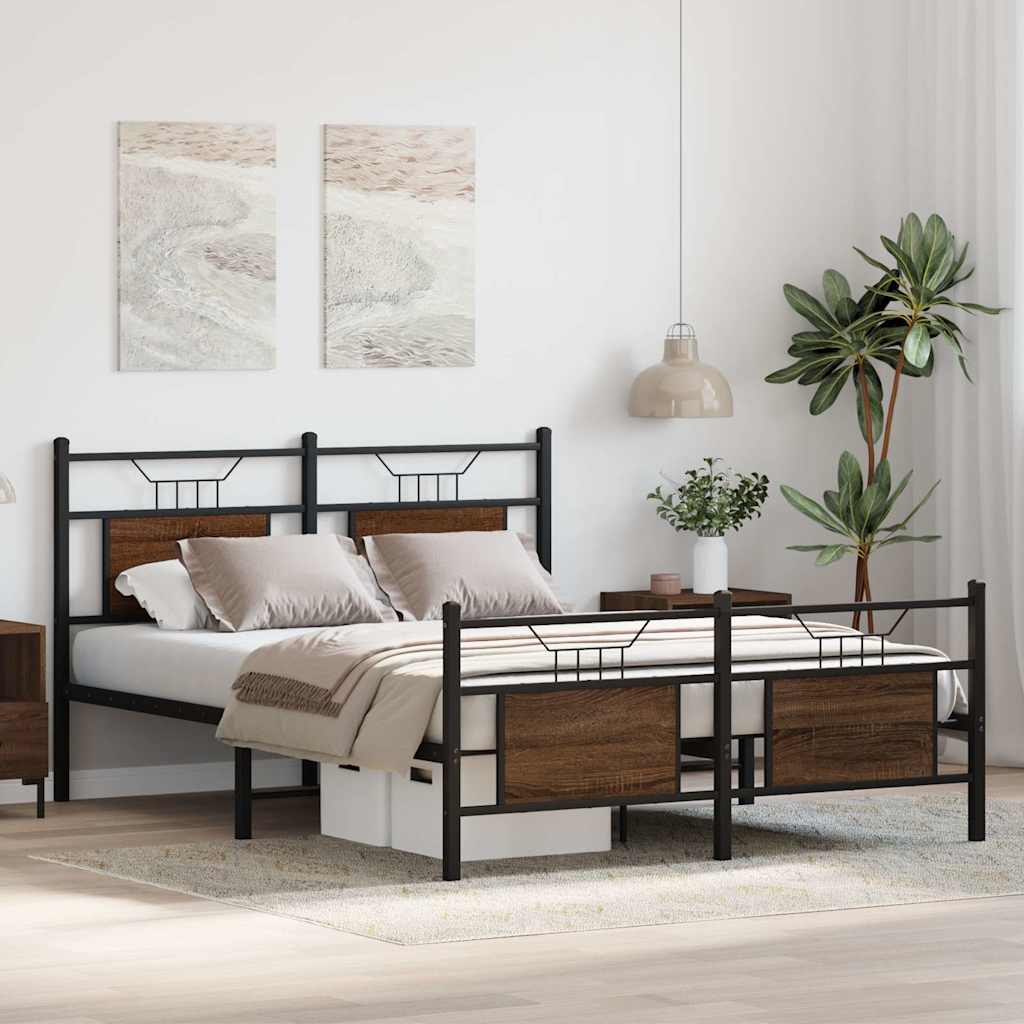 Bedframe zonder matras bewerkt hout bruin eikenkleur 140x190 cm is nu te koop bij PeponiXL, paradijselijk wonen!