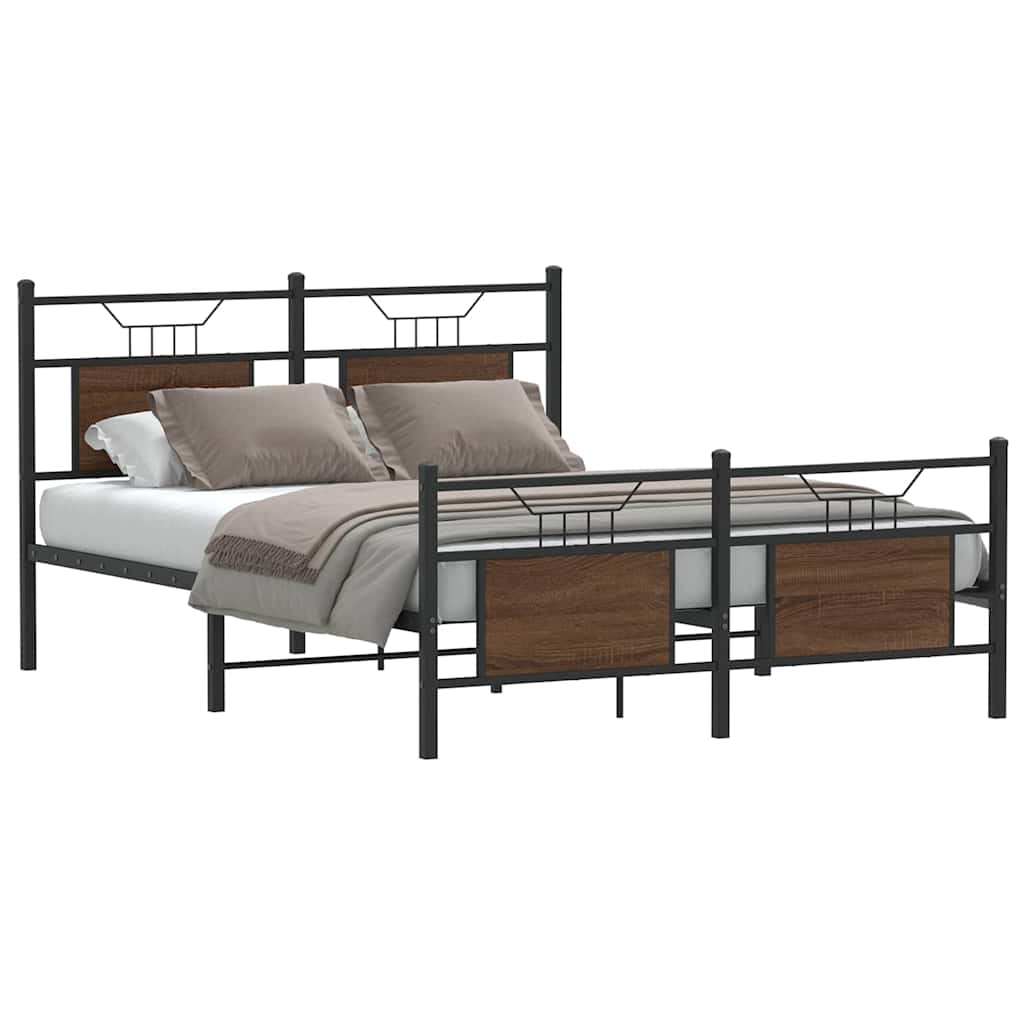 Bedframe zonder matras bewerkt hout bruin eikenkleur 140x190 cm is nu te koop bij PeponiXL, paradijselijk wonen!