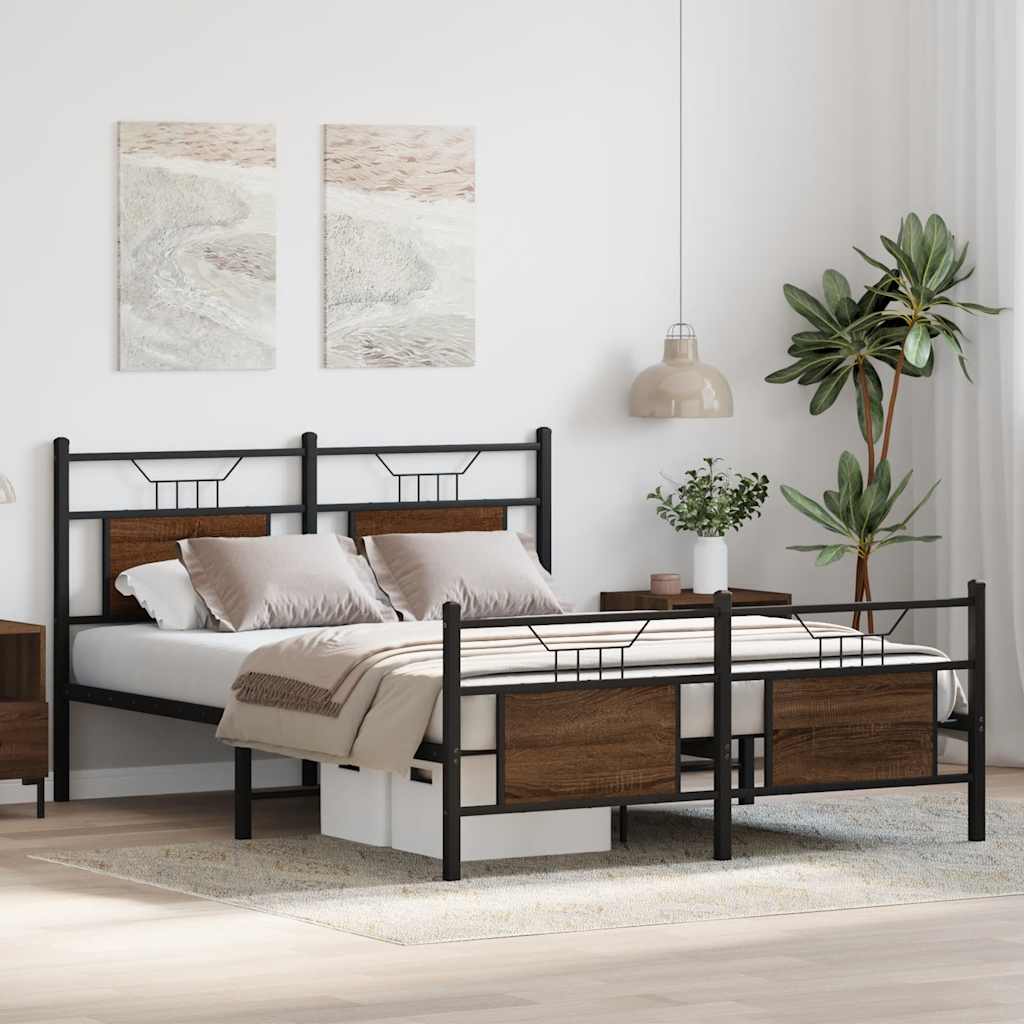 Bedframe zonder matras bewerkt hout bruin eikenkleur 140x200 cm is nu te koop bij PeponiXL, paradijselijk wonen!