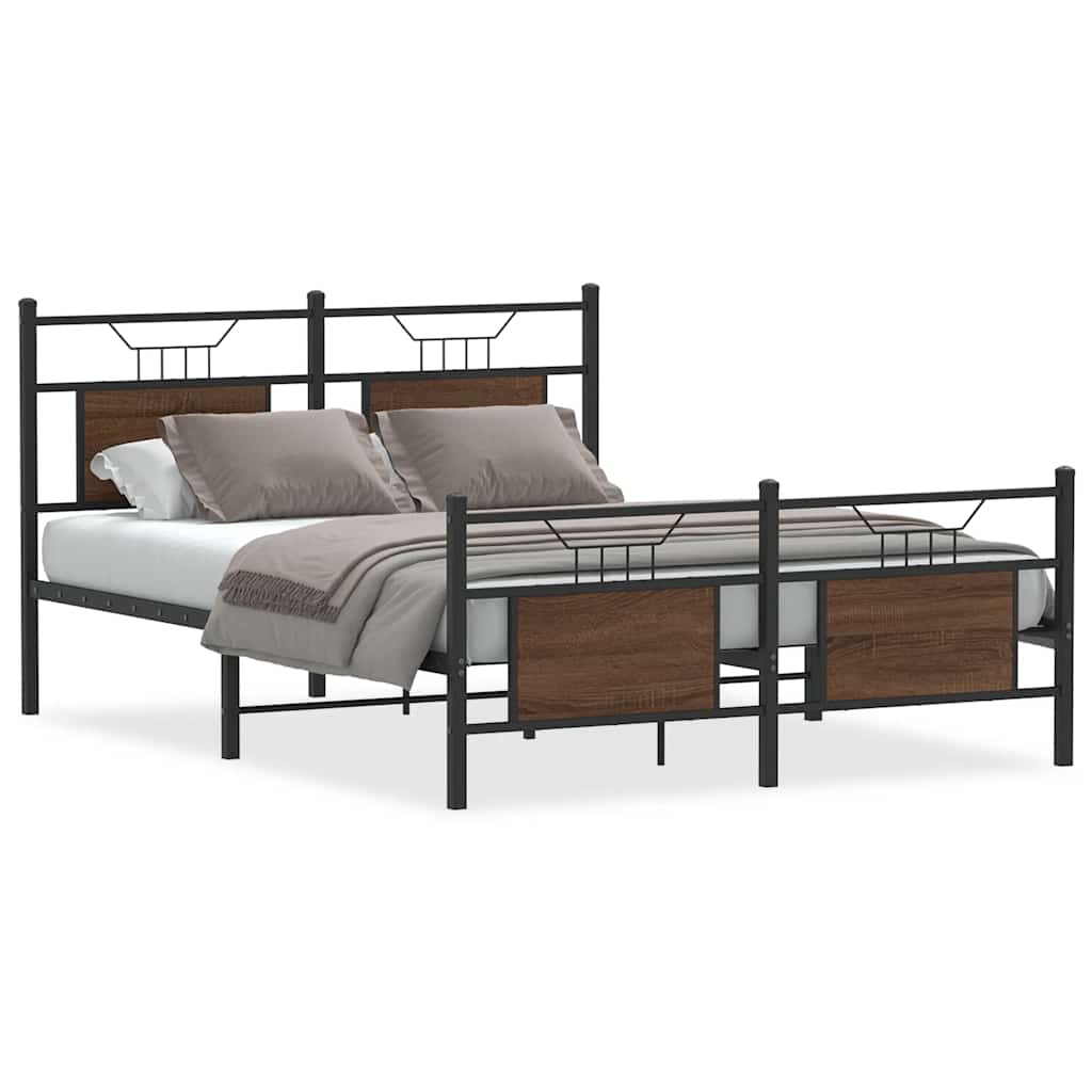 Bedframe zonder matras bewerkt hout bruin eikenkleur 150x200 cm is nu te koop bij PeponiXL, paradijselijk wonen!