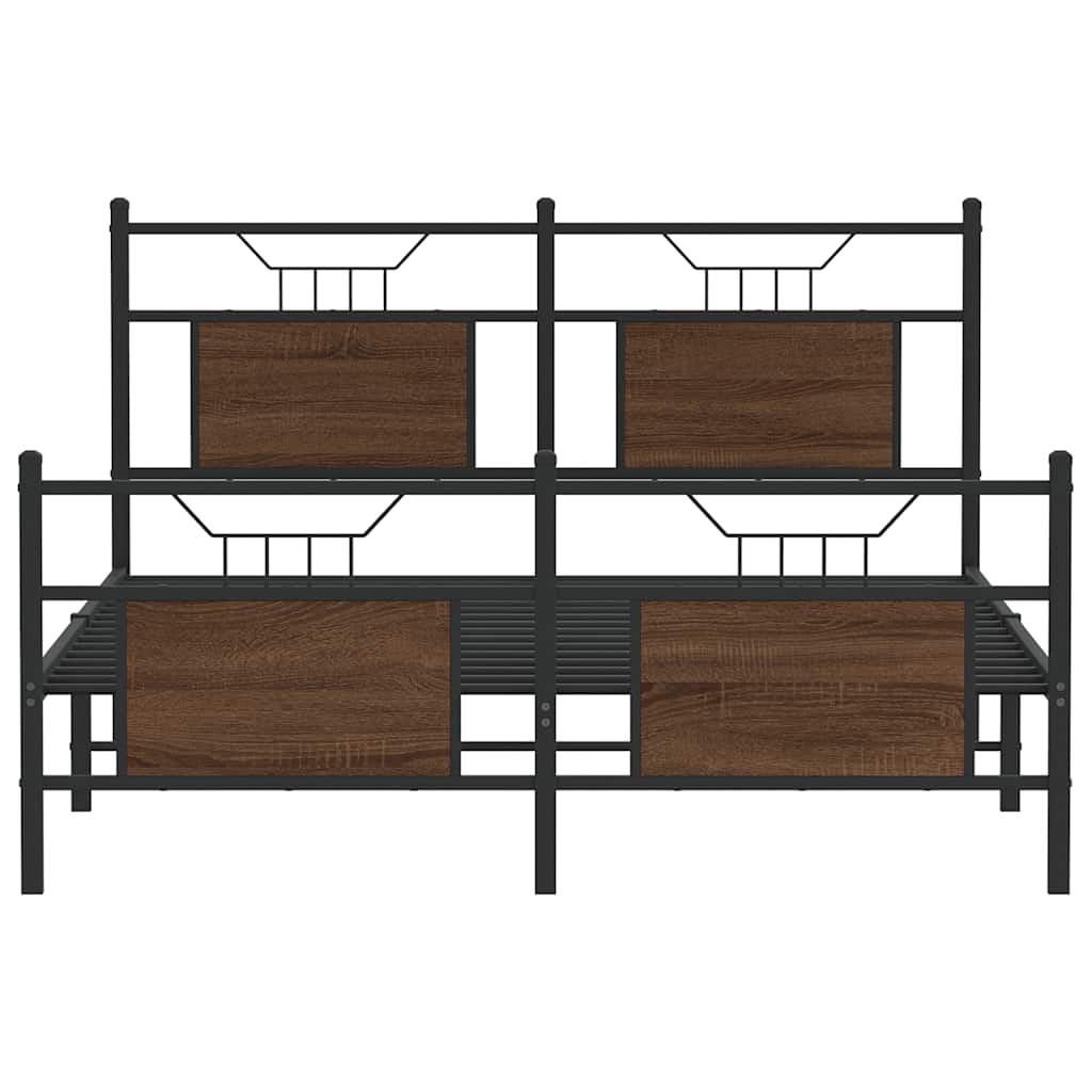 Bedframe zonder matras bewerkt hout bruin eikenkleur 150x200 cm is nu te koop bij PeponiXL, paradijselijk wonen!