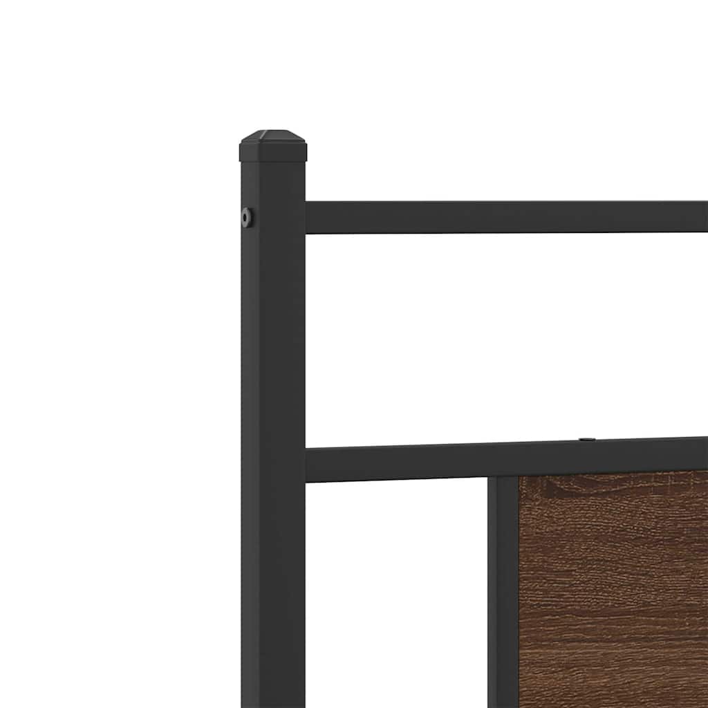 Vervangend hoofdbord 75 cm bewerkt hout en staal bruin eikenkleurig is nu te koop bij PeponiXL, paradijselijk wonen!