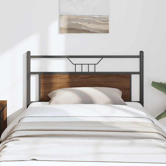 Vervangend hoofdbord 100 cm bewerkt hout en staal bruin eikenkleurig is nu te koop bij PeponiXL, paradijselijk wonen!