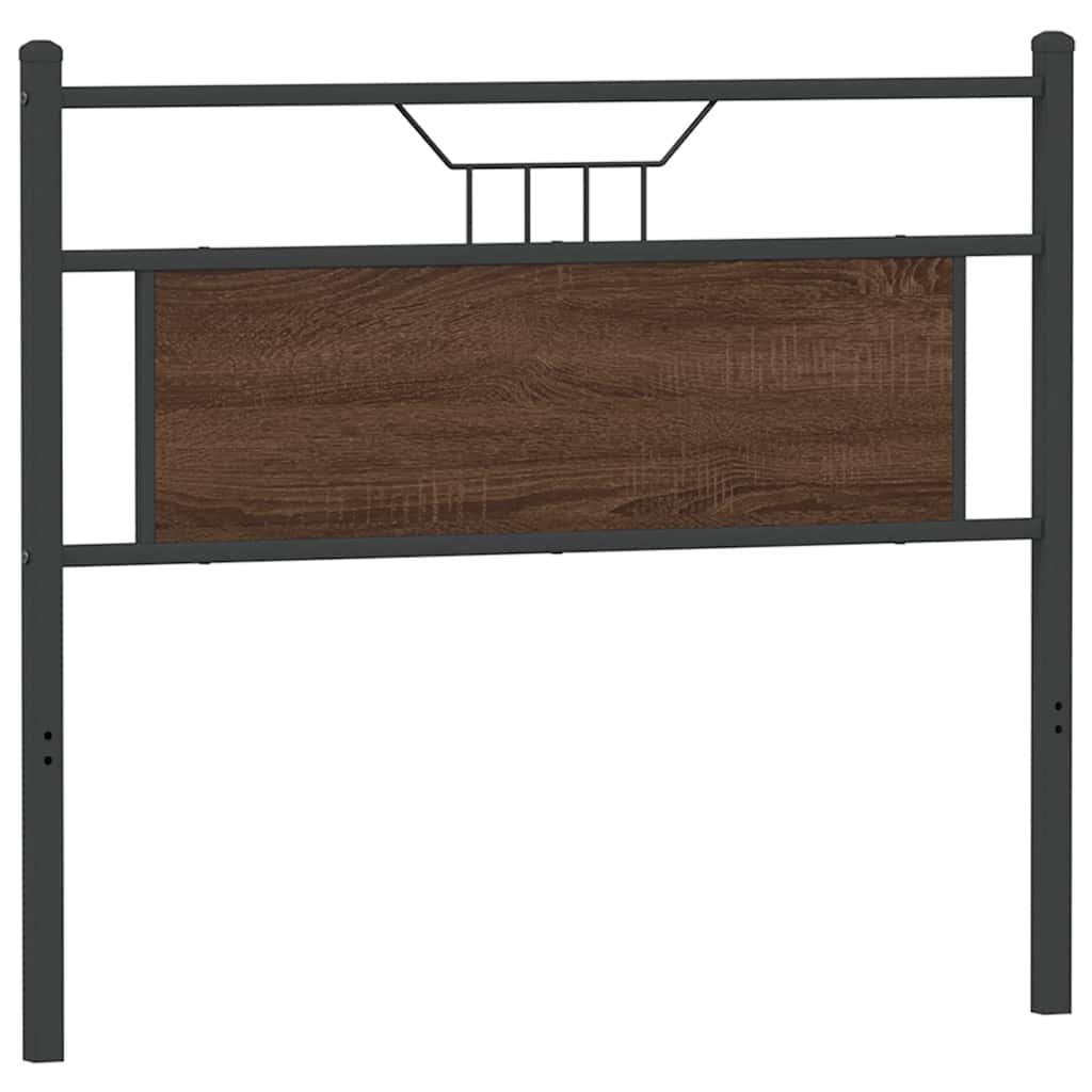 Vervangend hoofdbord 107 cm bewerkt hout en staal bruin eikenkleurig is nu te koop bij PeponiXL, paradijselijk wonen!