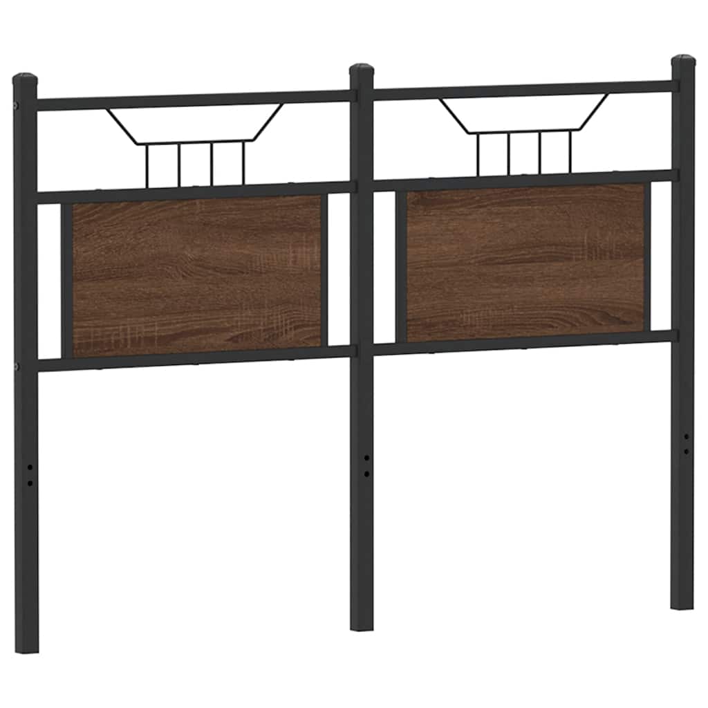 Vervangend hoofdbord 120 cm bewerkt hout en staal bruin eikenkleurig is nu te koop bij PeponiXL, paradijselijk wonen!