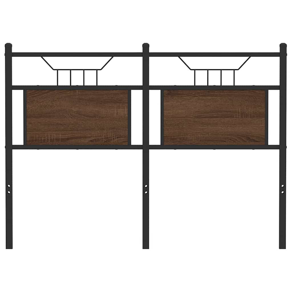 Vervangend hoofdbord 120 cm bewerkt hout en staal bruin eikenkleurig is nu te koop bij PeponiXL, paradijselijk wonen!