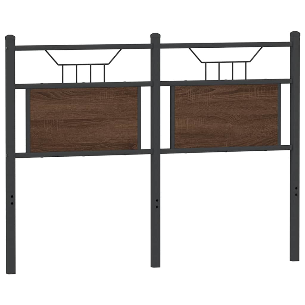 Vervangend hoofdbord 120 cm bewerkt hout en staal bruin eikenkleurig is nu te koop bij PeponiXL, paradijselijk wonen!