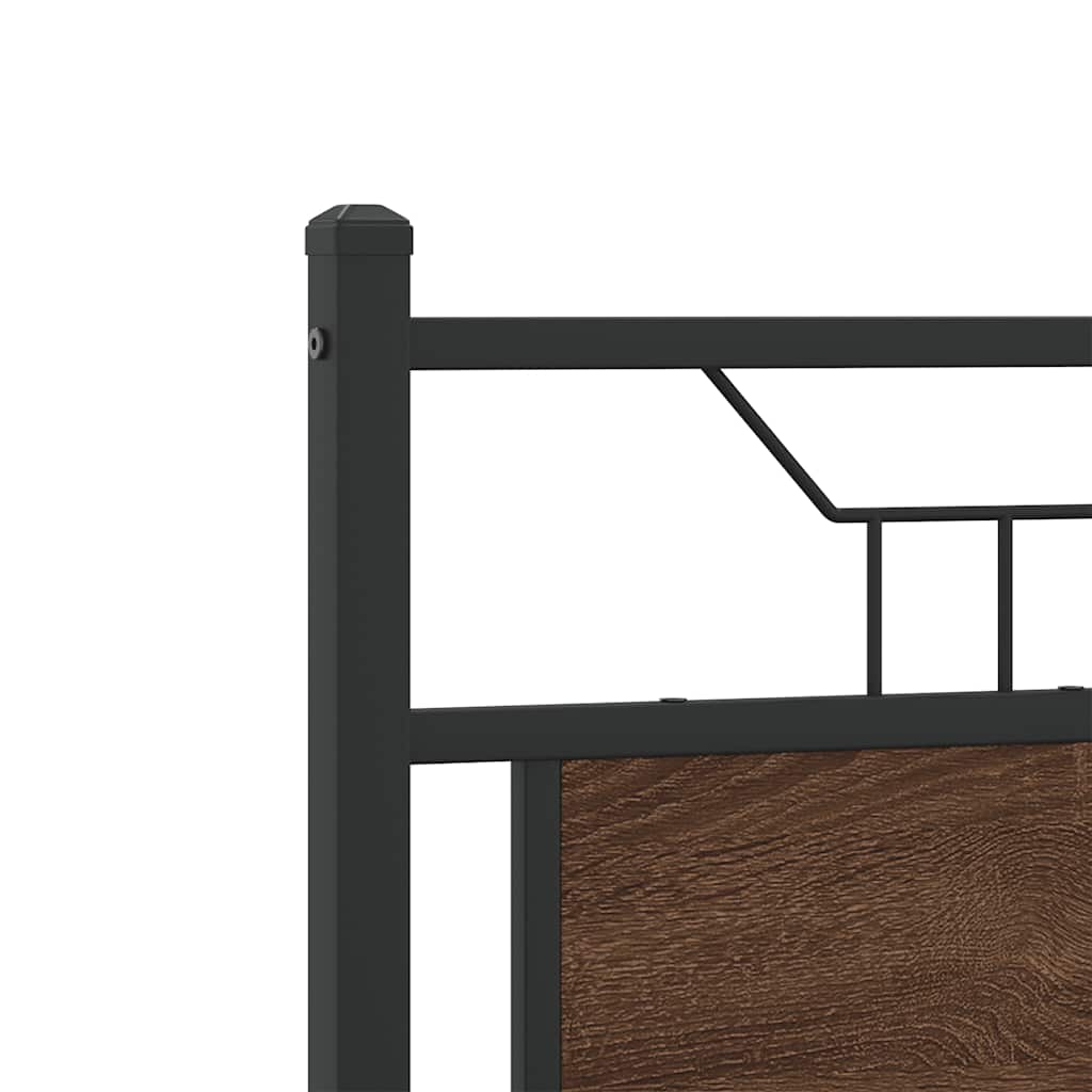 Vervangend hoofdbord 120 cm bewerkt hout en staal bruin eikenkleurig is nu te koop bij PeponiXL, paradijselijk wonen!