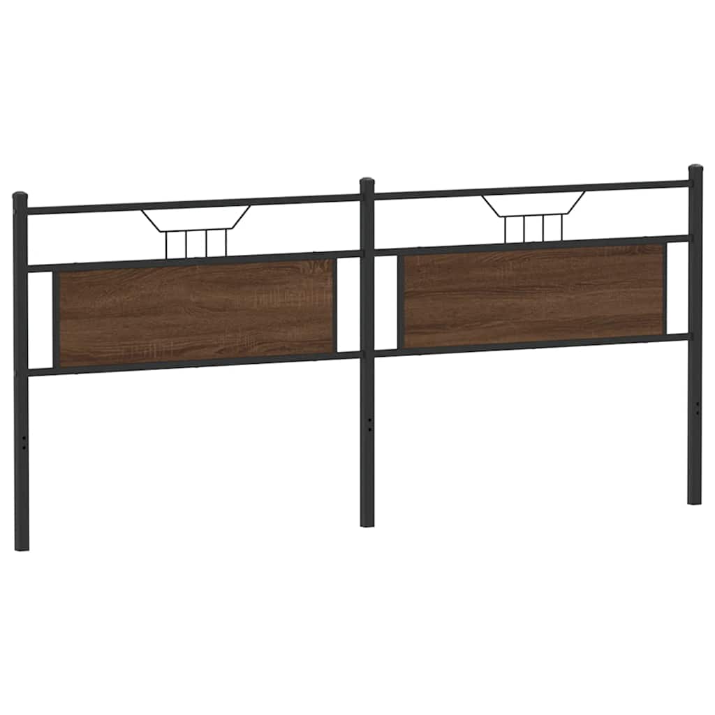 Vervangend hoofdbord 193 cm bewerkt hout en staal bruin eikenkleurig is nu te koop bij PeponiXL, paradijselijk wonen!