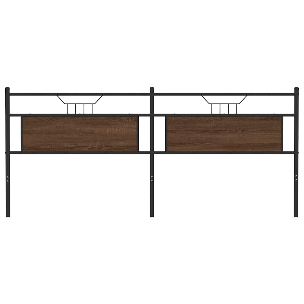 Vervangend hoofdbord 193 cm bewerkt hout en staal bruin eikenkleurig is nu te koop bij PeponiXL, paradijselijk wonen!